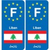 F Europe Liban Lebanon autocollant plaque