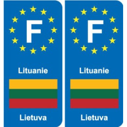 F Europe Lituanie Lithuania autocollant plaque