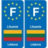 F Europe Lituanie Lithuania autocollant plaque