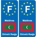 F Europe Maldives  autocollant plaque