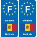 F Europe Moldavie Moldova autocollant plaque