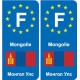 F Europe Mongolie Mongolia  autocollant plaque