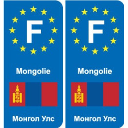F Europe Mongolie Mongolia  autocollant plaque