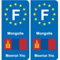 F Europe Mongolie Mongolia  autocollant plaque