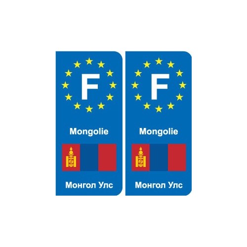 F Europe Mongolie Mongolia  autocollant plaque