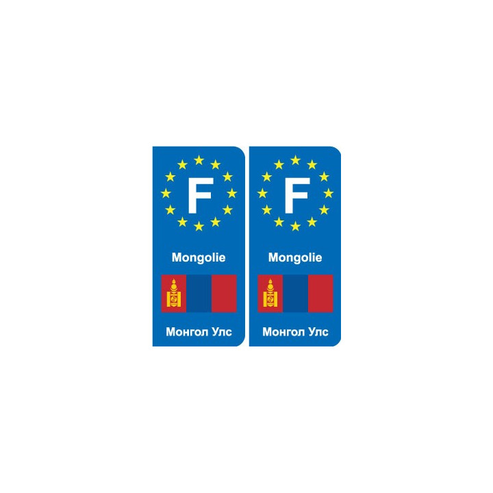 F Europe Mongolie Mongolia  autocollant plaque
