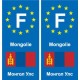 F Europe Mongolie Mongolia  autocollant plaque