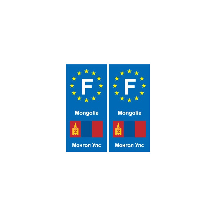 F Europe Mongolie Mongolia  autocollant plaque
