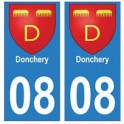 08 Donchery autocollant plaque ville département
