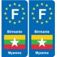 F Europe Birmanie Myanmar autocollant plaque