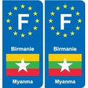 F Europe Birmanie Myanmar autocollant plaque