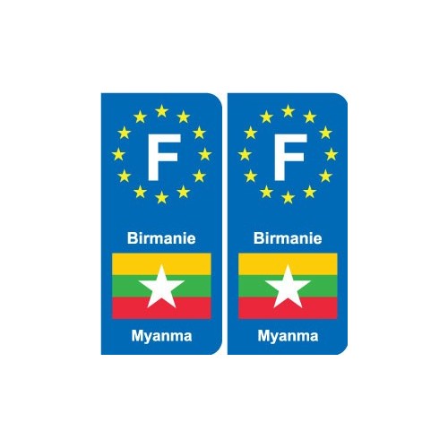 F Europe Birmanie Myanmar autocollant plaque