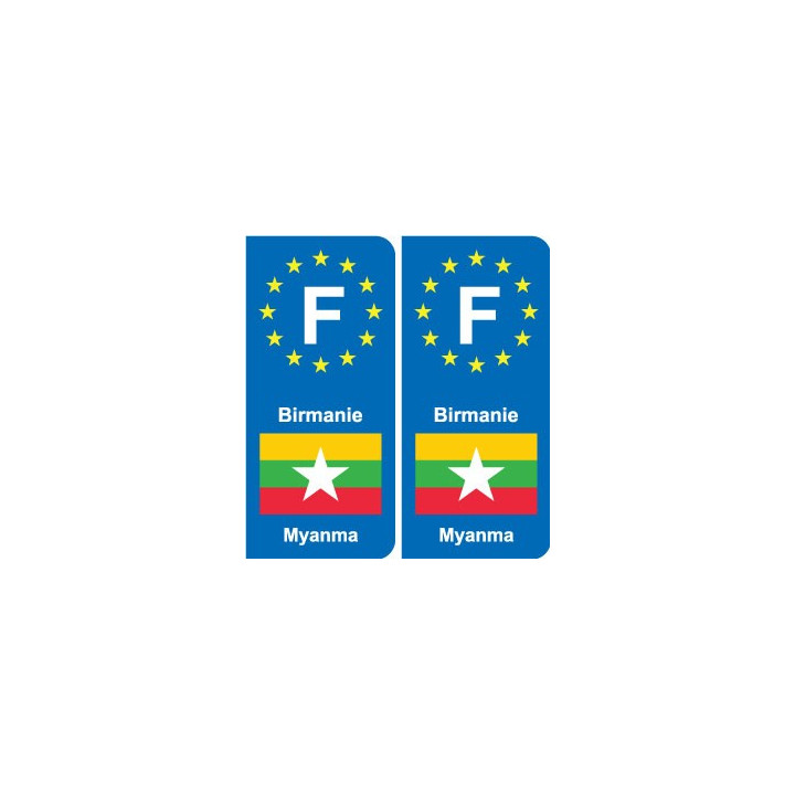 F Europe Birmanie Myanmar autocollant plaque