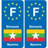 F Europe Birmanie Myanmar autocollant plaque
