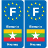 F Europe Birmanie Myanmar autocollant plaque