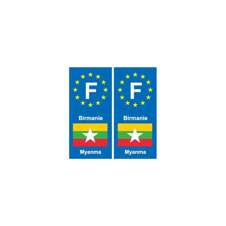 F Europe Birmanie Myanmar autocollant plaque