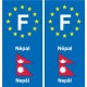 F Europe Népal Nepal autocollant plaque