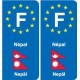 F Europe Népal Nepal autocollant plaque