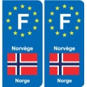 F Europe Norvège Norway autocollant plaque