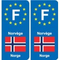 F Europe Norvège Norway autocollant plaque