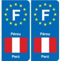F Europe Pérou Peru autocollant plaque
