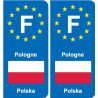 F Europe Pologne Poland autocollant plaque
