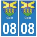08 Givet autocollant plaque ville département