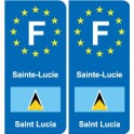 F Europe Sainte-Lucie Saint Luciaautocollant plaque