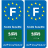 F Europe Arabie saoudite Saudi Arabia autocollant plaque