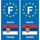 F Europe Serbie Serbia autocollant plaque
