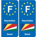 F Europe Seychelles autocollant plaque