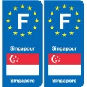 F Europe Singapour Singapore autocollant plaque