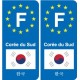 F Europe Corée du Sud South Korea  autocollant plaque