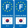 F Europe Corée du Sud South Korea  autocollant plaque