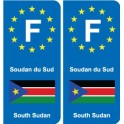 F Europe Soudan du Sud South Sudan autocollant plaque