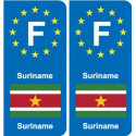 F Europe Suriname autocollant plaque