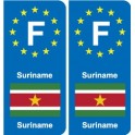 F Europe Suriname autocollant plaque