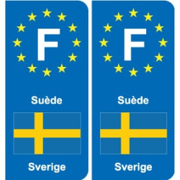 F Europe Suède Sweden autocollant plaque
