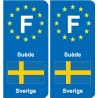 F Europe Suède Sweden autocollant plaque