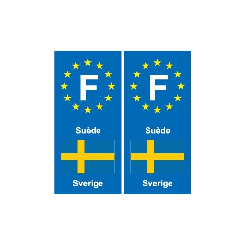 F Europe Suède Sweden autocollant plaque
