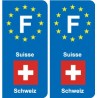 F Europe Suisse Switzerland autocollant plaque