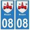 08 Mouzon autocollant plaque ville département