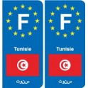 F Europe Tunisie Tunisia autocollant plaque