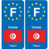 F Europe Tunisie Tunisia autocollant plaque