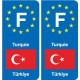 F Europe Turquie Turkey autocollant plaque