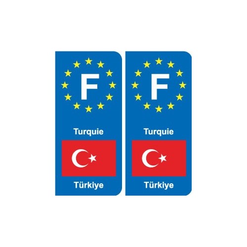 F Europe Turquie Turkey autocollant plaque
