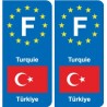 F Europe Turquie Turkey autocollant plaque