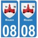 08 Mouzon autocollant plaque ville département