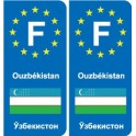 F Europe Ouzbékistan Uzbekistan autocollant plaque