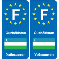F Europe Ouzbékistan Uzbekistan autocollant plaque